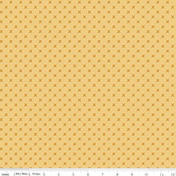 Granny Chic Kisses C8512 Yellow by Riley Blake Designs - Lori Holt - Xs Dots - Quilting Cotton Fabric