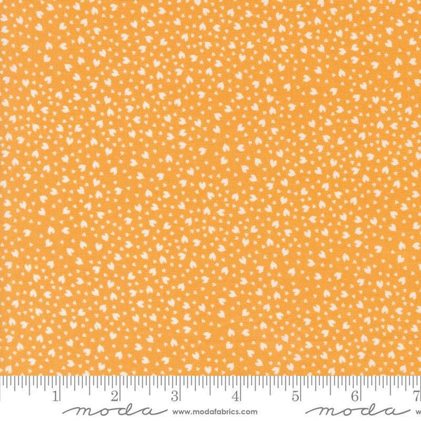 Image of the Shine Love Orangesicle quilting cotton fabric by Sweetwater for Moda Fabrics. Features small hearts on a bright orange background. 
Cute Little Fabric Shop