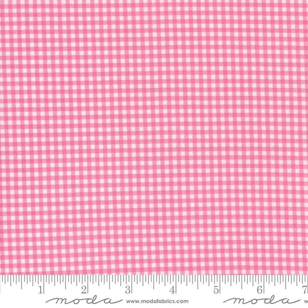 Image of the Shine Checks Lollipop quilting cotton fabric by Sweetwater for Moda Fabrics. Features a bright pink printed gingham fabric. 
Cute Little Fabric Shop