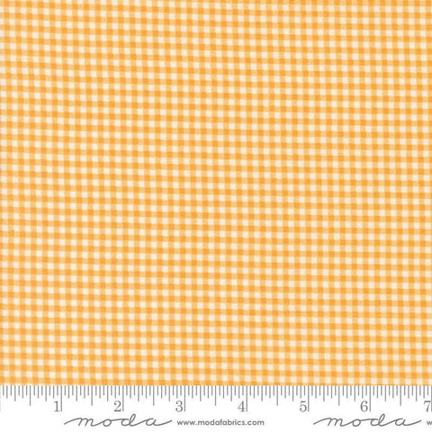 Image of the Shine Checks Orangesicle quilting cotton fabric by Sweetwater for Moda Fabrics. Features a bright orange printed gingham fabric. 
Cute Little Fabric Shop