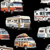 Image of the On the Road Again RVs Black quilting cotton fabric by Moda Fabrics. Features pictures of RV campers on a black background.
Cute Little Fabric Shop