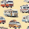 Image of the On the Road Again RVs Banana quilting cotton fabric by Moda Fabrics. Features pictures of RV campers on a yellow background.
Cute Little Fabric Shop