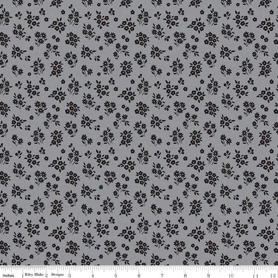 Image of the Midnight Meadow Bouquets Gray by My Minds Eye for Riley Blake Designs. Features small floral bouquets on a gray background. 
Cute Little Fabric Shop