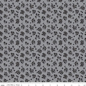 Image of the Midnight Meadow Bouquets Gray by My Minds Eye for Riley Blake Designs. Features small floral bouquets on a gray background. 
Cute Little Fabric Shop