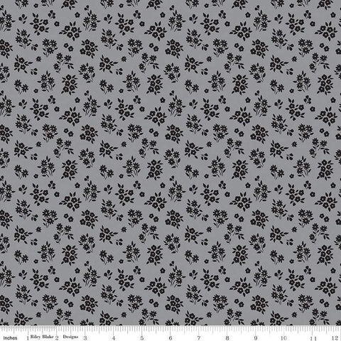 Image of the Midnight Meadow Bouquets Gray by My Minds Eye for Riley Blake Designs. Features small floral bouquets on a gray background. 
Cute Little Fabric Shop