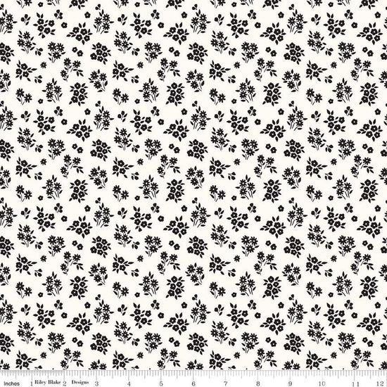 Image of the Midnight Meadow Bouquets Cream by My Minds Eye for Riley Blake Designs. Features small floral bouquets on a cream background. 
Cute Little Fabric Shop