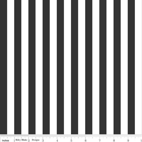 SALE Black and White 1/2 Half Inch Stripe by Riley Blake Designs - Stripes - Quilting Cotton Fabric