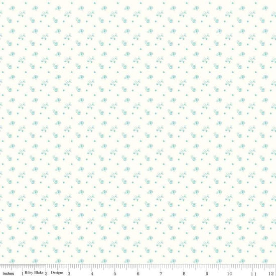 Image of the Hush Hush 4 Flower Bed quilting cotton fabric by Riley Blake Designs. Features scattered blossoms on a white background. 
Cute Little Fabric Shop
