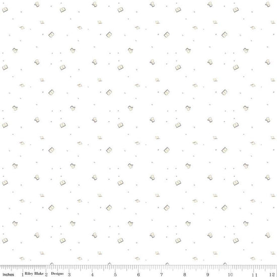 Image of the Hush Hush 4 Book Club quilting cotton fabric by Riley Blake Designs. Features fanned book pages with speckles on a white background. 
Cute Little Fabric Shop