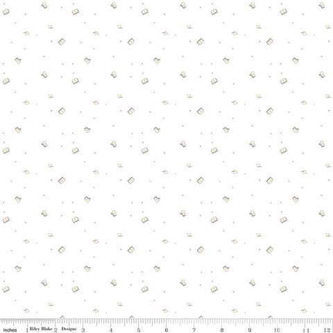 Image of the Hush Hush 4 Book Club quilting cotton fabric by Riley Blake Designs. Features fanned book pages with speckles on a white background. 
Cute Little Fabric Shop