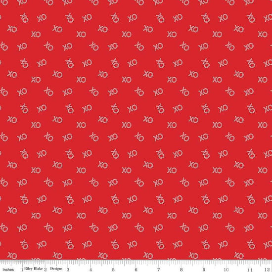 Image of the Sweetheart XO Red quilting cotton fabric by My Mind's Eye for Riley Blake Designs. Features X's and O's on a red background.
Cute Little Fabric Shop