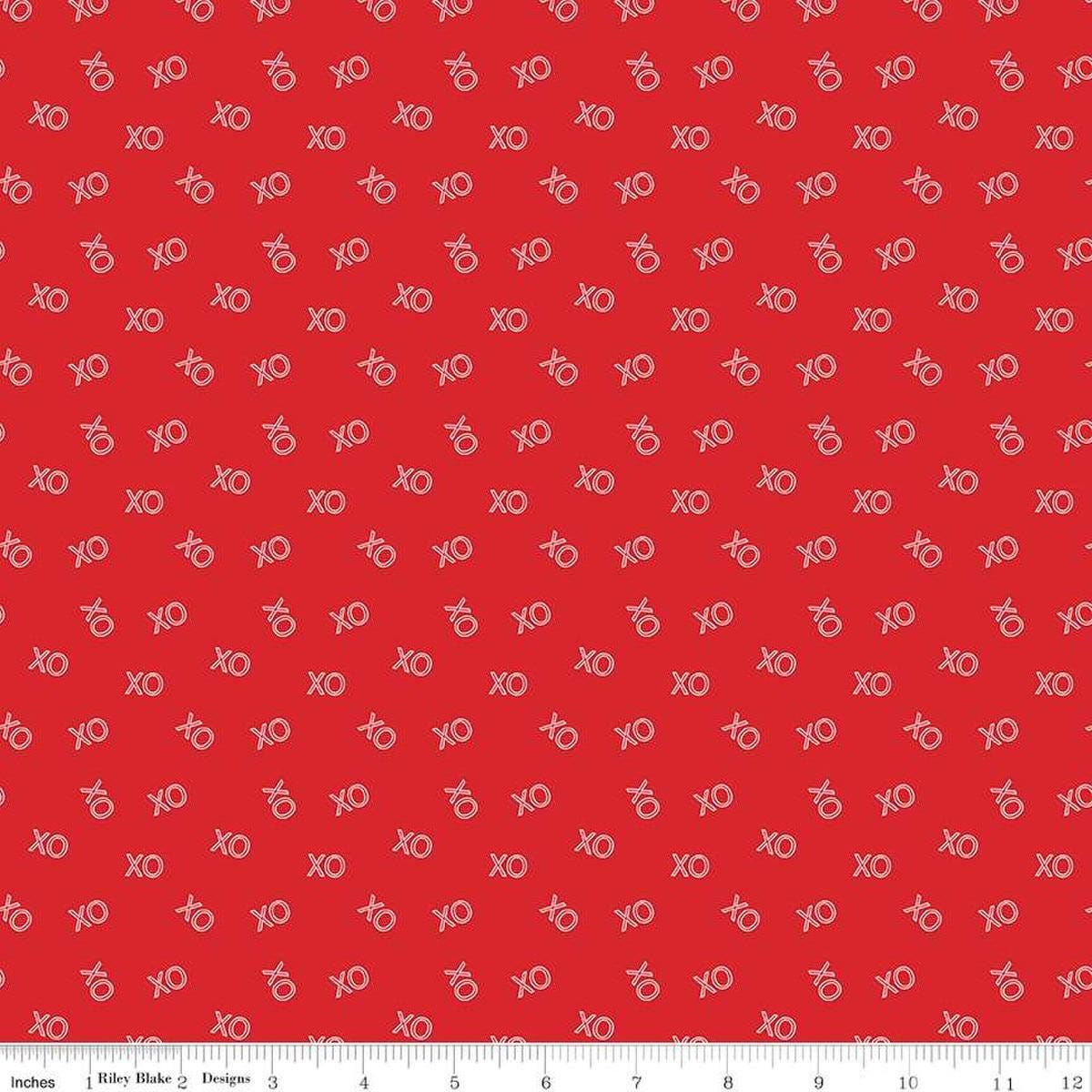 Image of the Sweetheart XO Red quilting cotton fabric by My Mind's Eye for Riley Blake Designs. Features X's and O's on a red background.
Cute Little Fabric Shop