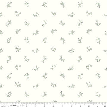 Image of the Hush Hush 4 Branch Out quilting cotton fabric by Riley Blake Designs. Features sprigs of leaves on a white background. 
Cute Little Fabric Shop