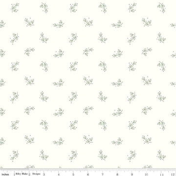 Image of the Hush Hush 4 Branch Out quilting cotton fabric by Riley Blake Designs. Features sprigs of leaves on a white background. 
Cute Little Fabric Shop
