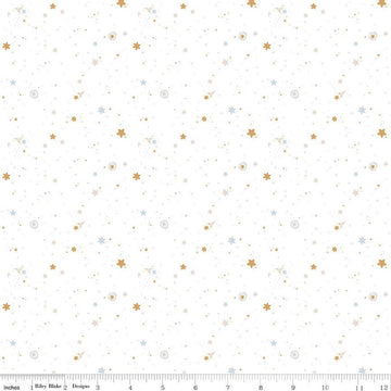Image of the Hush Hush 4 Catch a Falling Star quilting cotton fabric by Riley Blake Designs. Features Scattered Stars on a white background. 
Cute Little Fabric Shop