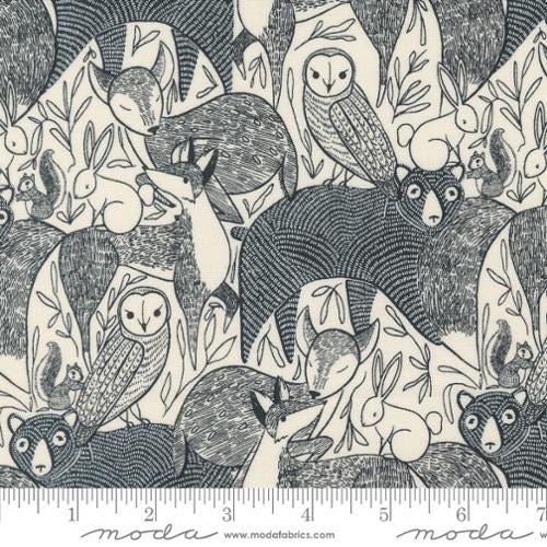 Woodland Wonder Main Cloud quilting cotton fabric by Gingiber for Moda Fabrics. Features animals sketched on a cream background. 
Cute Little Fabric Shop