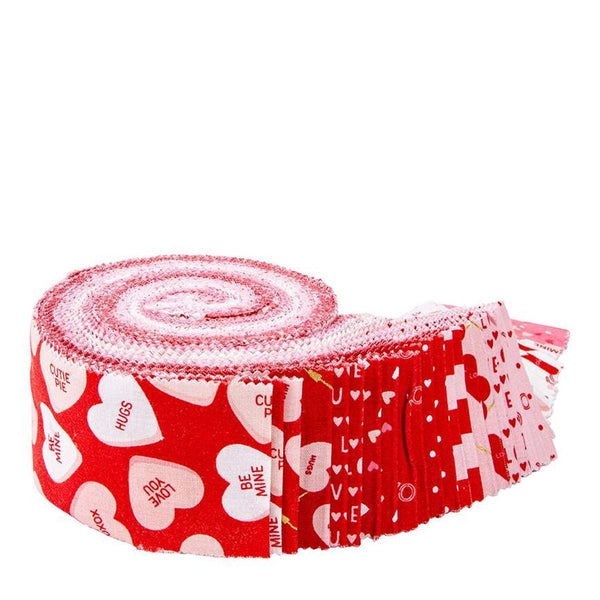 Image of the Sweetheart Rolie Polie by My Minds Eye for Riley Blake Designs. Features valentines day fabrics with red, pink, and cream backgrounds. 
Cute Little Fabric Shop