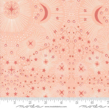 Woodland Wonder Celestial Blush quilting cotton fabric by Gingiber for Moda Fabrics. Features stars, moons, and constellations on a blush background. 
Cute Little Fabric Shop