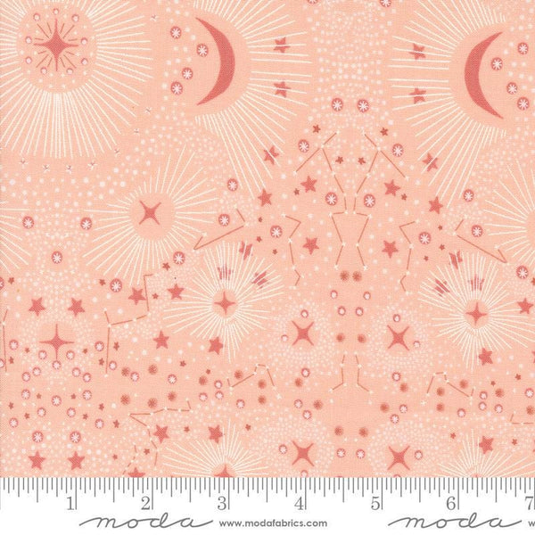 Woodland Wonder Celestial Blush quilting cotton fabric by Gingiber for Moda Fabrics. Features stars, moons, and constellations on a blush background. 
Cute Little Fabric Shop