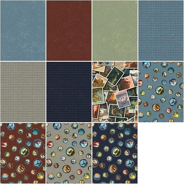 National Parks Fat Quarter Bundle 11 pieces - Riley Blake Designs - Pre cut Precut - Quilting Cotton Fabric