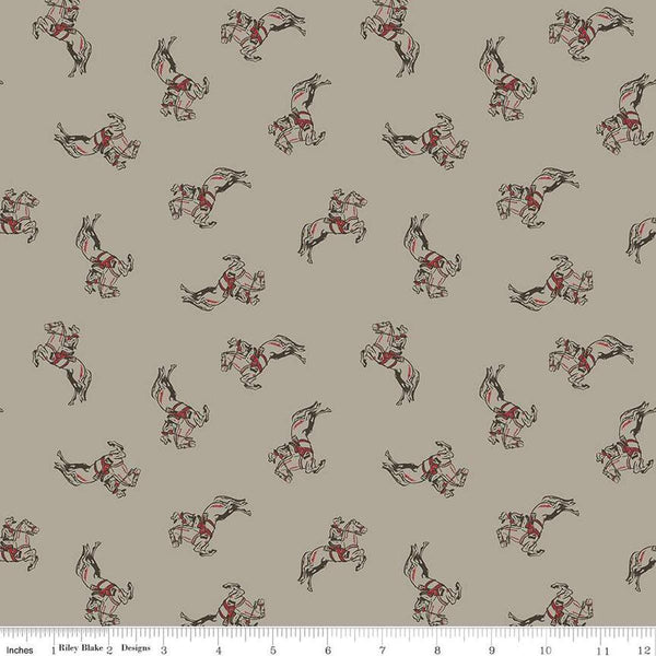 Image of the Cowboys Cowboy Khaki quilting cotton fabric by Echo Park Paper Co for Riley Blake Designs. Features cowboys riding on horseback on a brown grey background.
Cute Little Fabric Shop