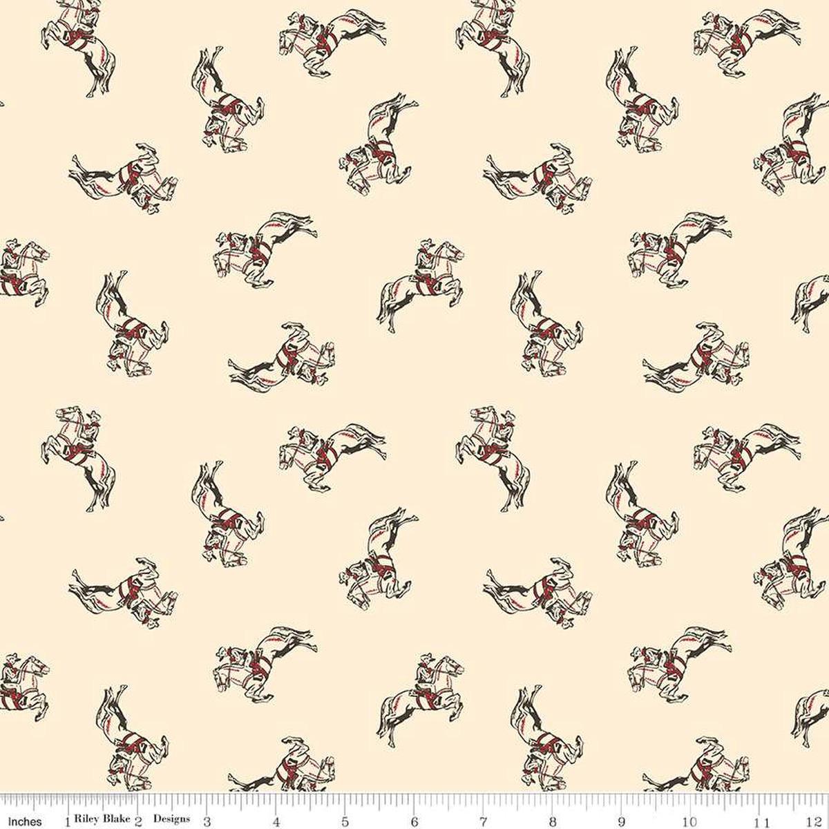Image of the Cowboys Cowboy Cream quilting cotton fabric by Echo Park Paper Co for Riley Blake Designs. Features cowboys riding on horseback on a cream background.
Cute Little Fabric Shop