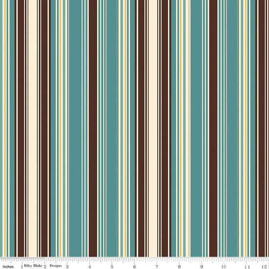 Image of the Cowboys Stripes Teal quilting cotton fabric by Echo Park Paper Co for Riley Blake Designs. Features multicolored stripes on a teal blue background.
Cute Little Fabric Shop