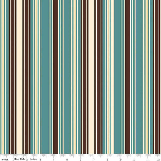 Image of the Cowboys Stripes Teal quilting cotton fabric by Echo Park Paper Co for Riley Blake Designs. Features multicolored stripes on a teal blue background.
Cute Little Fabric Shop