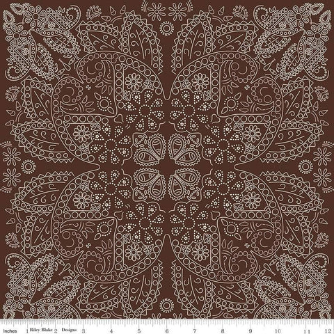 Image of the Cowboys Bandana Brown quilting cotton fabric by Echo Park Paper Co for Riley Blake Designs. Features a paisley bandana pattern on a brown background.
Cute Little Fabric Shop