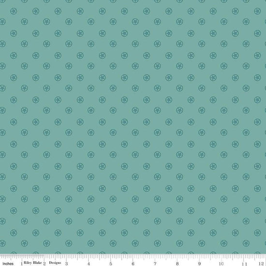 Image of the Cowboys Circle Stars Teal quilting cotton fabric by Echo Park Paper Co for Riley Blake Designs. Features circles with stars in the center on a teal blue background.
Cute Little Fabric Shop
