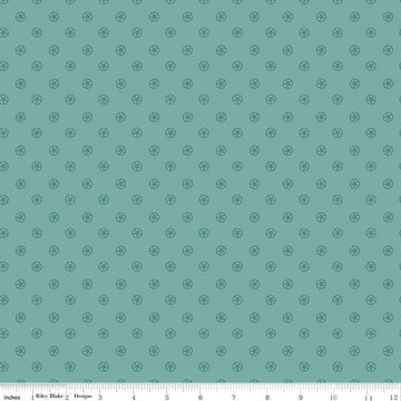 Image of the Cowboys Circle Stars Teal quilting cotton fabric by Echo Park Paper Co for Riley Blake Designs. Features circles with stars in the center on a teal blue background.
Cute Little Fabric Shop