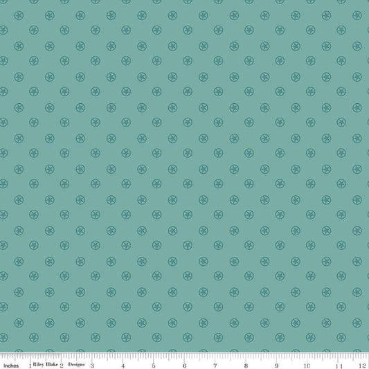 Image of the Cowboys Circle Stars Teal quilting cotton fabric by Echo Park Paper Co for Riley Blake Designs. Features circles with stars in the center on a teal blue background.
Cute Little Fabric Shop