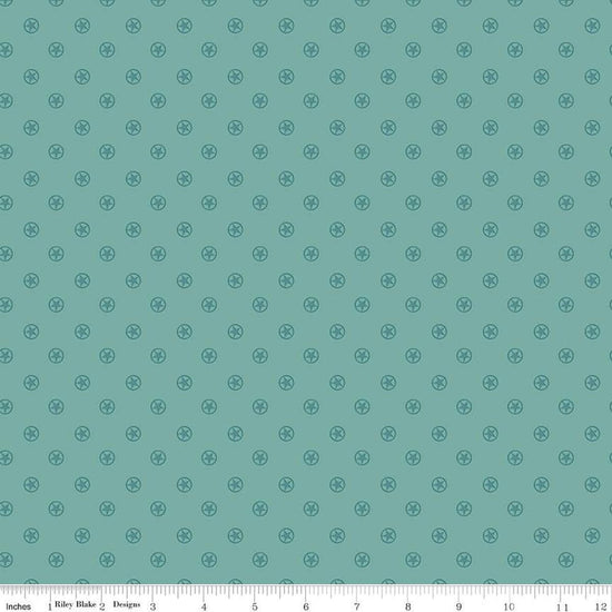 Image of the Cowboys Circle Stars Teal quilting cotton fabric by Echo Park Paper Co for Riley Blake Designs. Features circles with stars in the center on a teal blue background.
Cute Little Fabric Shop