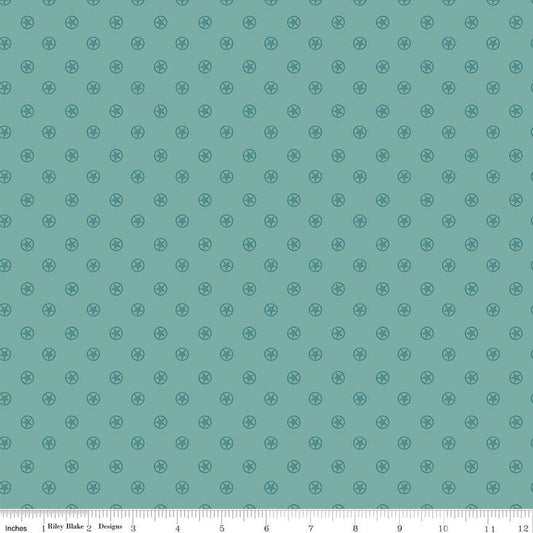 Image of the Cowboys Circle Stars Teal quilting cotton fabric by Echo Park Paper Co for Riley Blake Designs. Features circles with stars in the center on a teal blue background.
Cute Little Fabric Shop