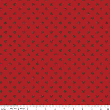 Image of the Cowboys Circle Stars Barn Red quilting cotton fabric by Echo Park Paper Co for Riley Blake Designs. Features circles with stars in the center on a dark red white background.
Cute Little Fabric Shop