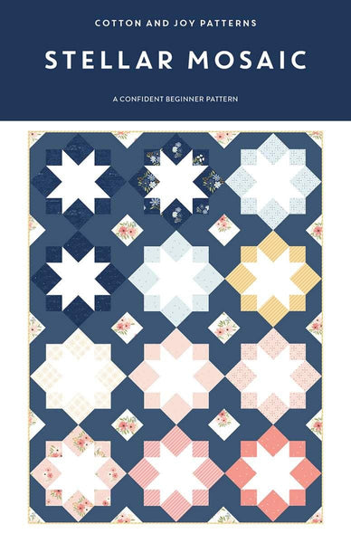 Image of the Stellar Mosaic Quilt Pattern by Fran Gulick for Riley Blake Designs. Features a star patterned quilt on a blue background.
Cute Little Fabric Shop