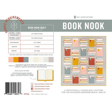 Image of the Book Nook pattern by Pen + Paper Patterns for Riley Blake Designs. Features books on a gray background quilt, and the fabric requirements.
Cute Little Fabric Shop