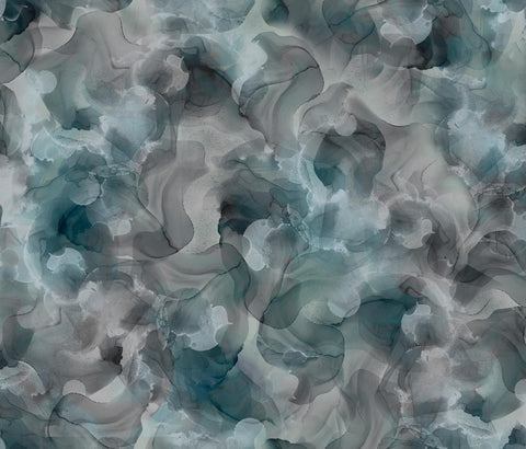 11" End of Bolt Piece - Aura Watercolor Blender 30198 Graphite - QT Fabrics - Quilting Cotton Fabric