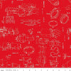 Image of the Outer Space by NASA Spacesuit Patent Red quilting cotton fabric by NASA for Riley Blake Designs. Features the illustrated patent patterns on a red background. 
Cute Little Fabric Shop