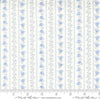 Image of the Hollyhocks Roses Stripe Jasmine Sky quilting cotton fabric by Moda Fabrics. Features striped roses on a cream background. 
Cute Little Fabric Shop
