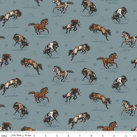 11" End of Bolt - John Wayne Courage Horses C14301 Storm - Riley Blake Designs - Western - Quilting Cotton Fabric - Licensed Product