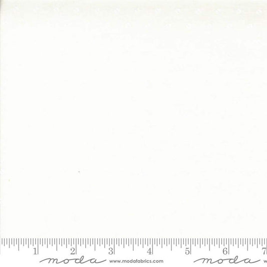 Image of the Hollyhocks Roses Dots Jasmine White quilting cotton fabric by Moda Fabrics. Features small dotted seeds on a white background. 
Cute Little Fabric Shop