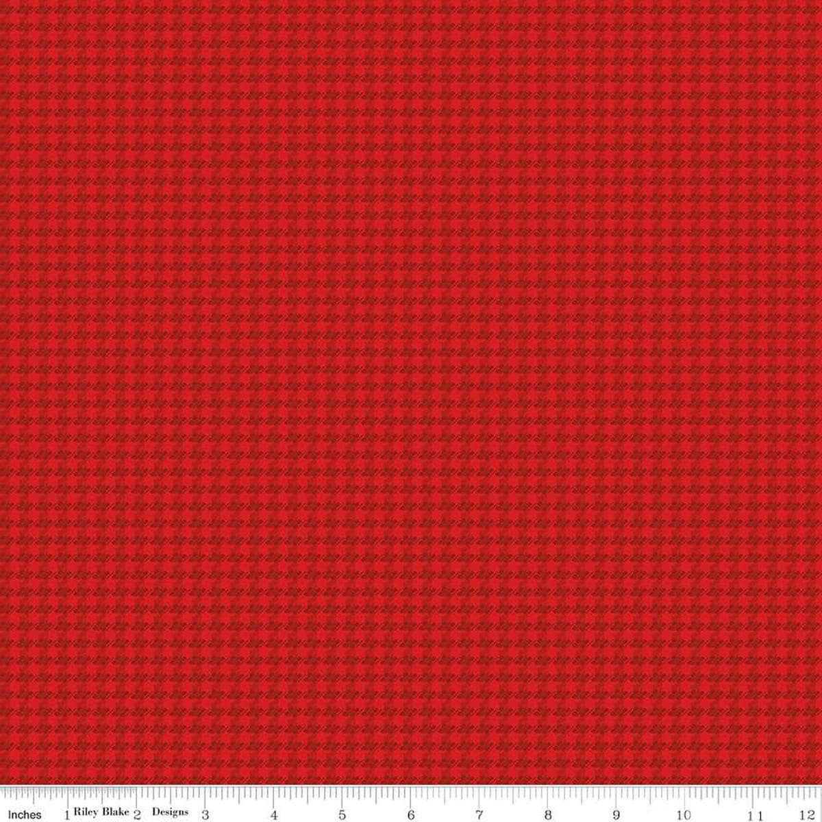 Image of the Stitchers Flannel Houndstooth Red flannel fabric by Vicki McCarty for Riley Blake Designs. Features small houndstooth patterns on a bright red background.
Cute Little Fabric Shop