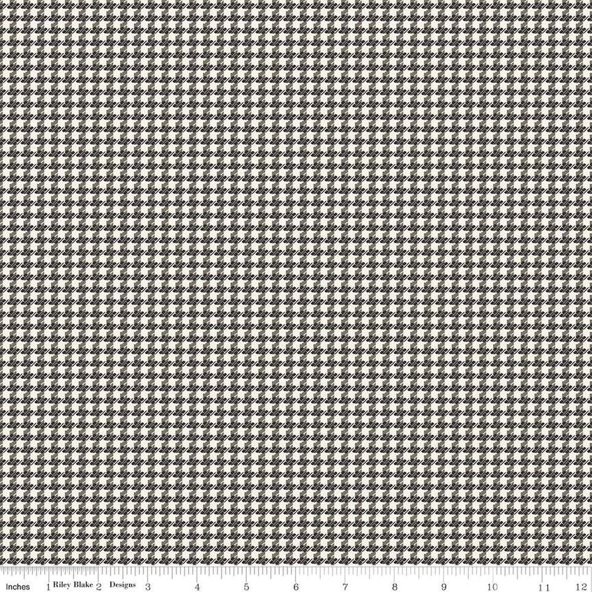 Image of the Stitchers Flannel Houndstooth Charcoal flannel fabric by Vicki McCarty for Riley Blake Designs. Features small houndstooth patterns on a white background.
Cute Little Fabric Shop