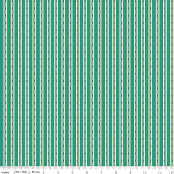 Image of the Stitcher's Flannel Ticking Teal flannel fabric by Vicki McCarty for Riley Blake Designs. Features small ticking stripes on a teal background.
Cute Little Fabric Shop