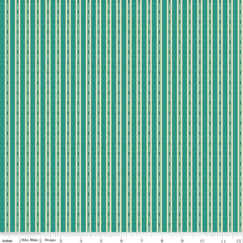 Image of the Stitcher&#39;s Flannel Ticking Teal flannel fabric by Vicki McCarty for Riley Blake Designs. Features small ticking stripes on a teal background.
Cute Little Fabric Shop