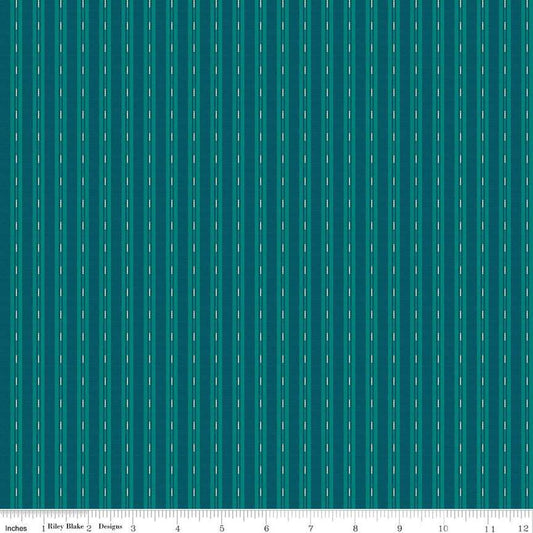 Image of the Stitchers Flannel Ticking Blue flannel fabric by Vicki McCarty for Riley Blake Designs. Features small ticking stripes on a teal background.
Cute Little Fabric Shop