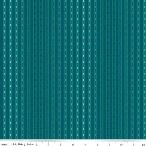 Image of the Stitchers Flannel Ticking Blue flannel fabric by Vicki McCarty for Riley Blake Designs. Features small ticking stripes on a teal background.
Cute Little Fabric Shop