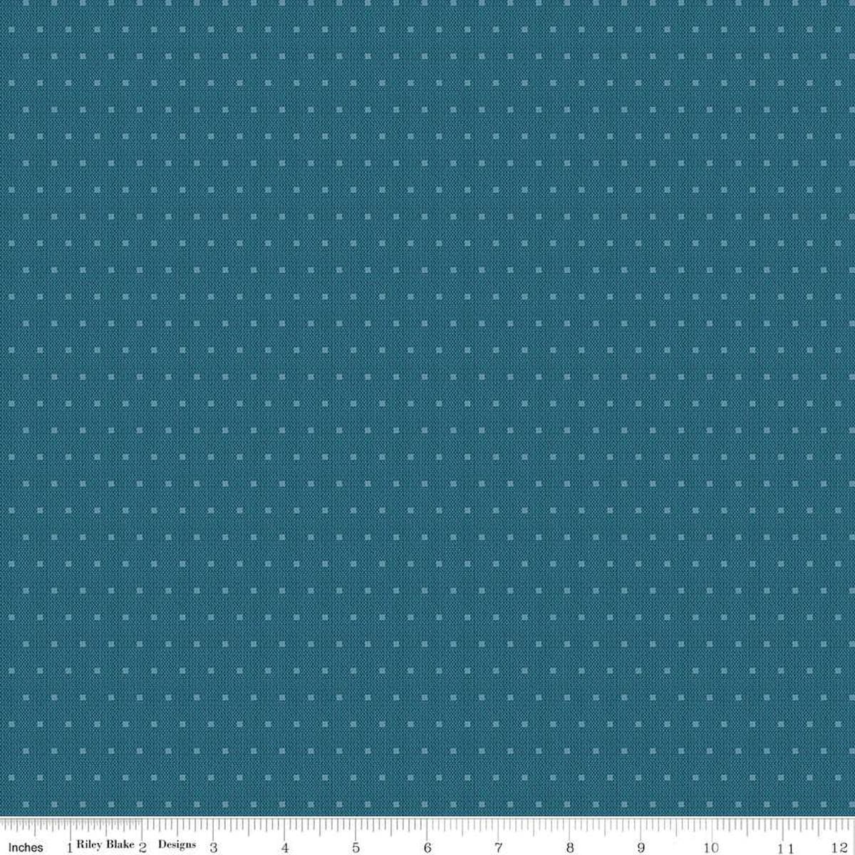 Image of the Stitchers Flannel Dots Blue flannel fabric by Vicki McCarty for Riley Blake Designs. Features small dots on a denim blue background.
Cute Little Fabric Shop