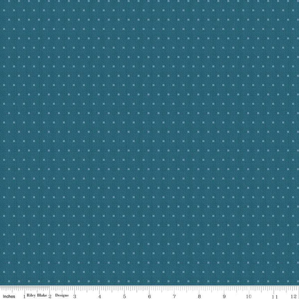 Image of the Stitchers Flannel Dots Blue flannel fabric by Vicki McCarty for Riley Blake Designs. Features small dots on a denim blue background.
Cute Little Fabric Shop